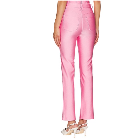 Good American Compression Shine Sorority Pink Straight Pants 28 NWT High Rise - Picture 4 of 10